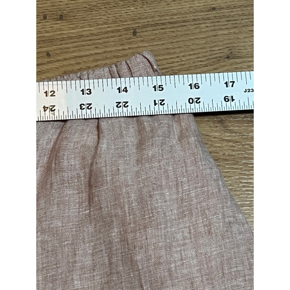 FLAX Linen Pants Womens M Rose Pull On Elastic Pockets Hem Slit Straight Leg - Picture 10 of 12